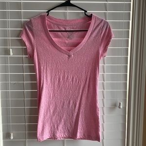 Ladies Small Pink V-neck t-shirt